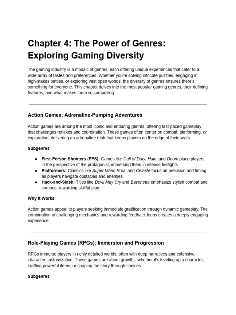 Chapter 4 the power of genres exploring gaming diversity pdf