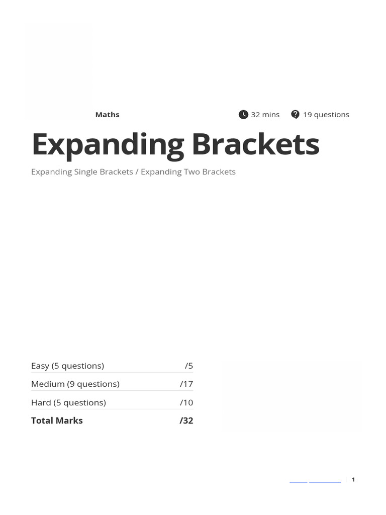 Expanding Single Brackets Practice | PDF