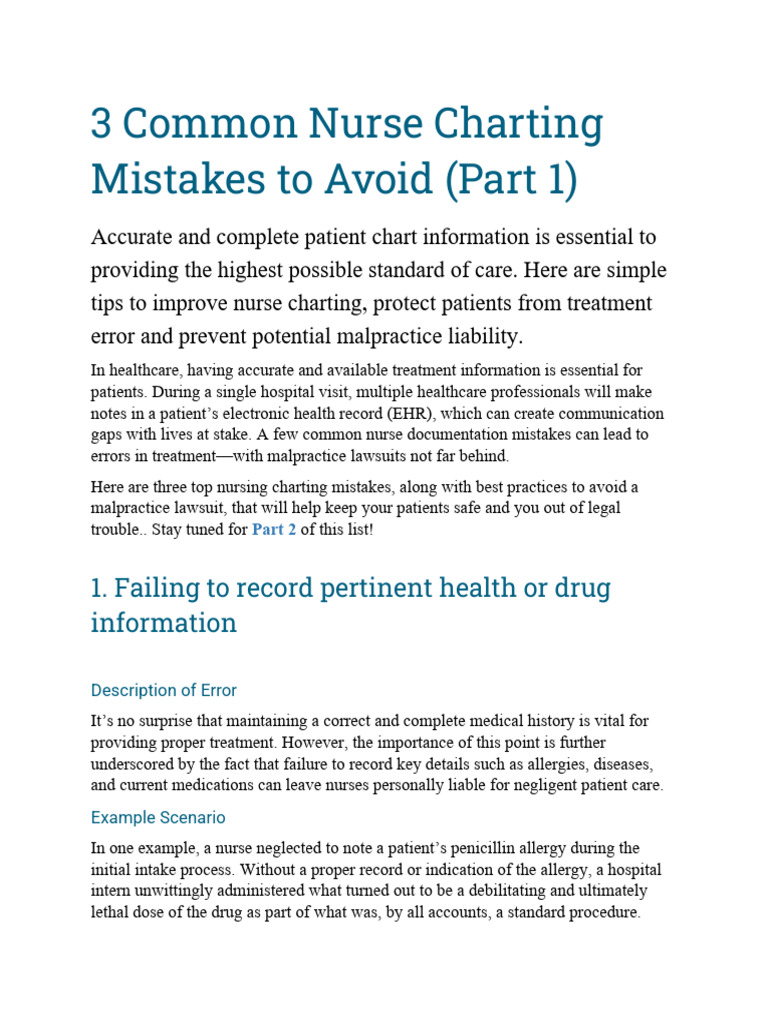Nurse Charting Mistakes to Avoid | PDF | Nursing | Electronic Health Record