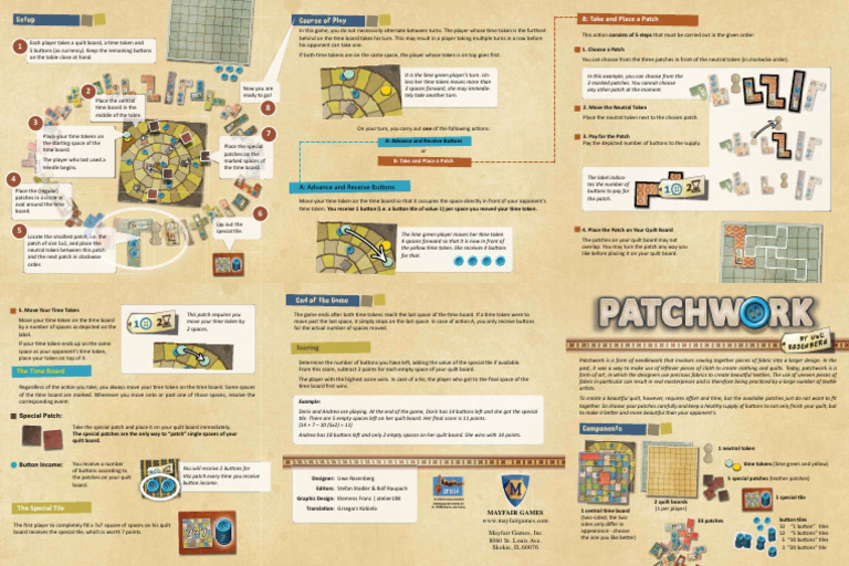 Patchwork Game Rules Overview | PDF | Patchwork | Decorative Arts