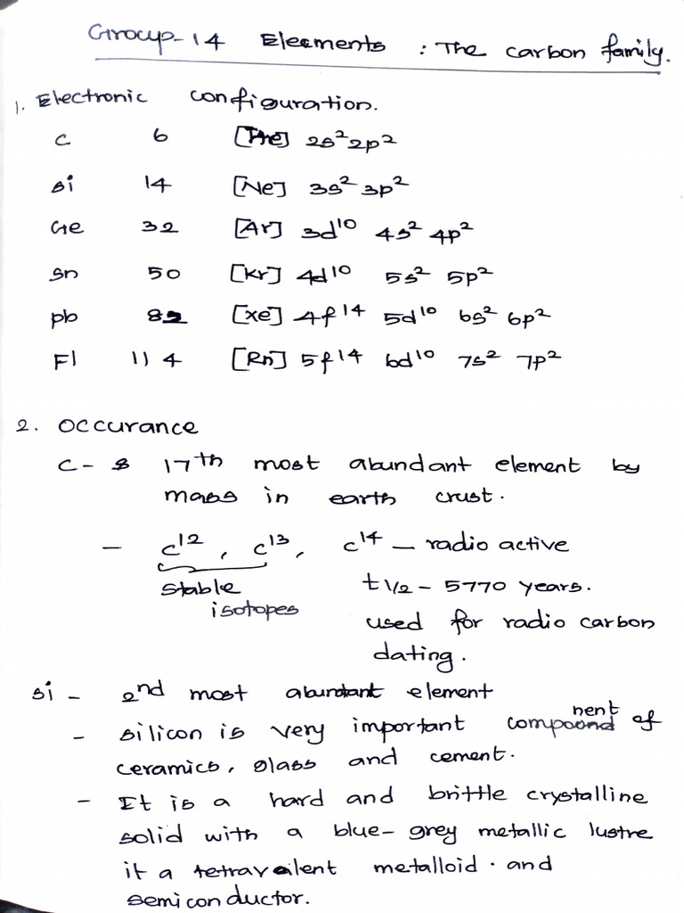 P-Block Elements: Key Concepts and Notes | PDF | Graphite | Carbon