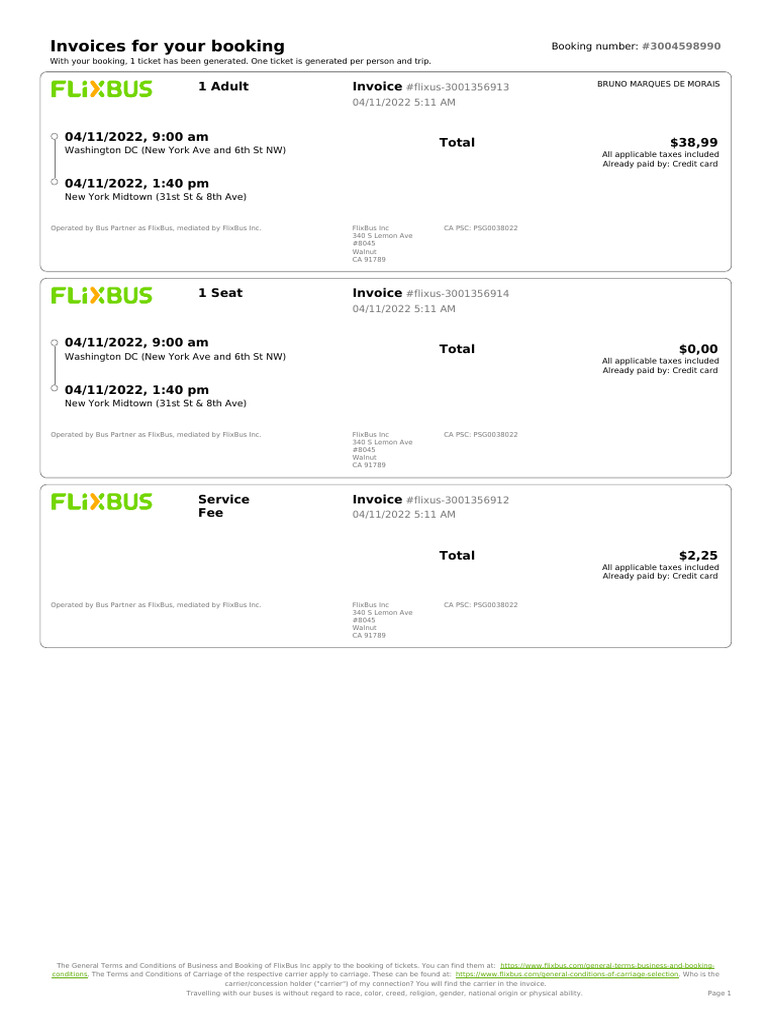 FLIX Invoice 3004598990 | PDF | Economy Of Europe | Bus Transport