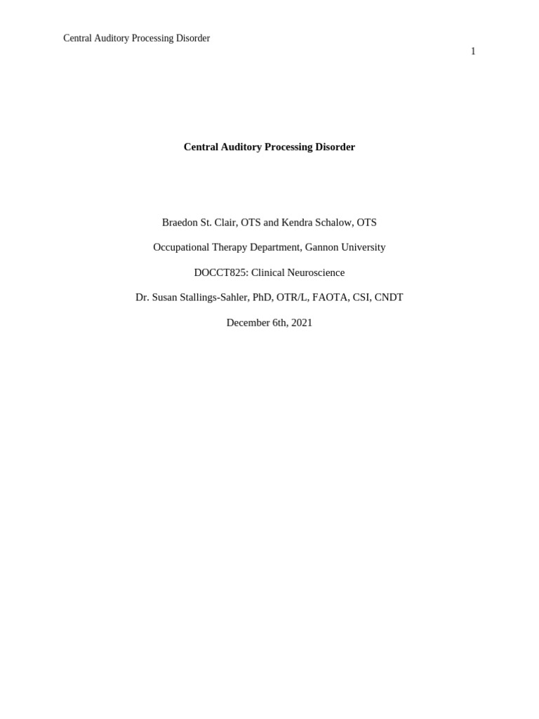 Understanding Auditory Processing Disorder | PDF | Ear | Hearing