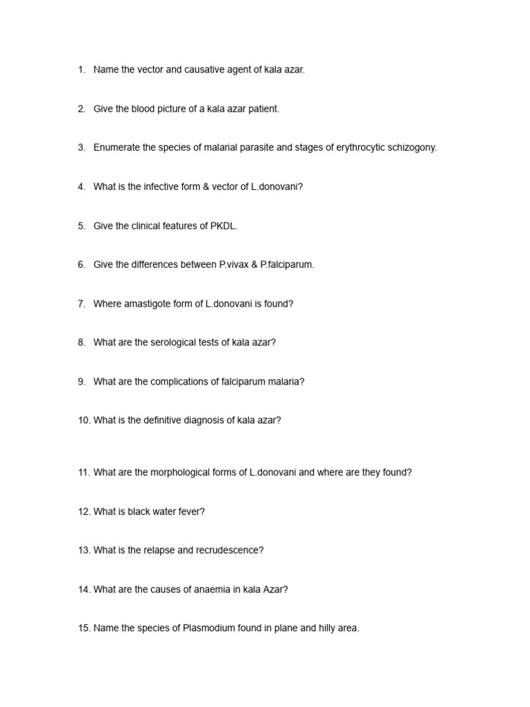 Kala Azar and Malaria: Key Insights | PDF