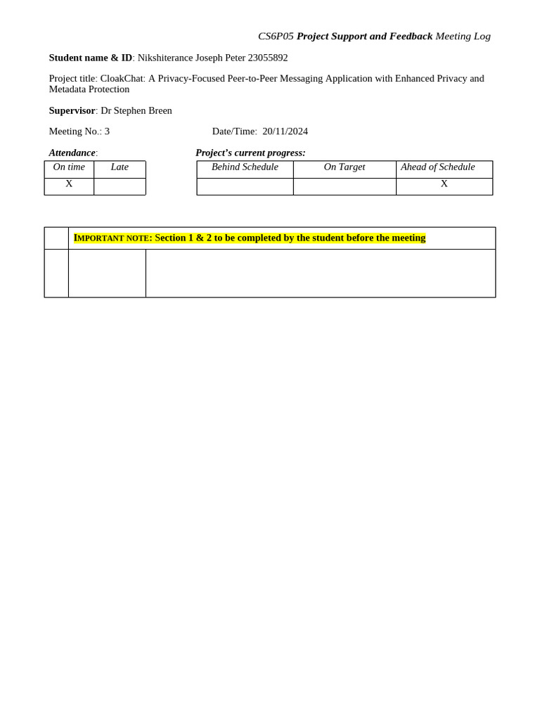 Meeting Log 3 | PDF | Computer Network | Peer To Peer