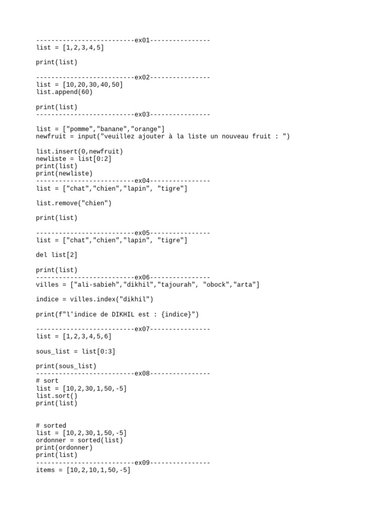 Correction TP 7 Liste en Python | PDF