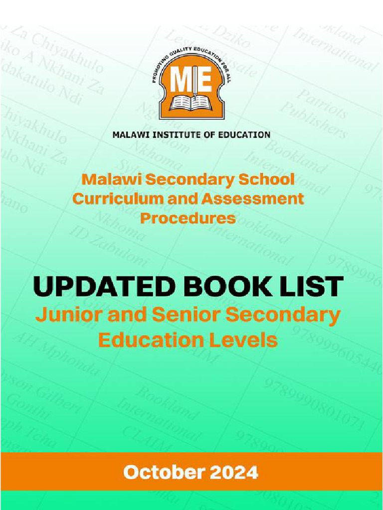 Malawi Secondary School Textbooks Guide | PDF | Textbook | Curriculum