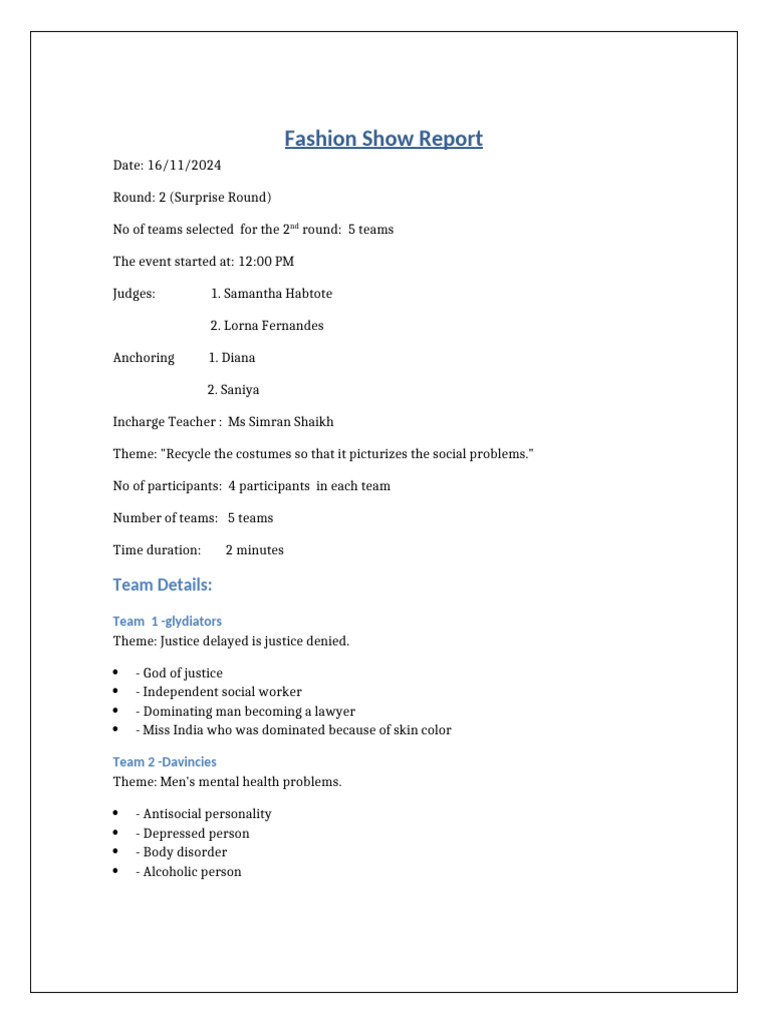 Fashion Show Report | PDF
