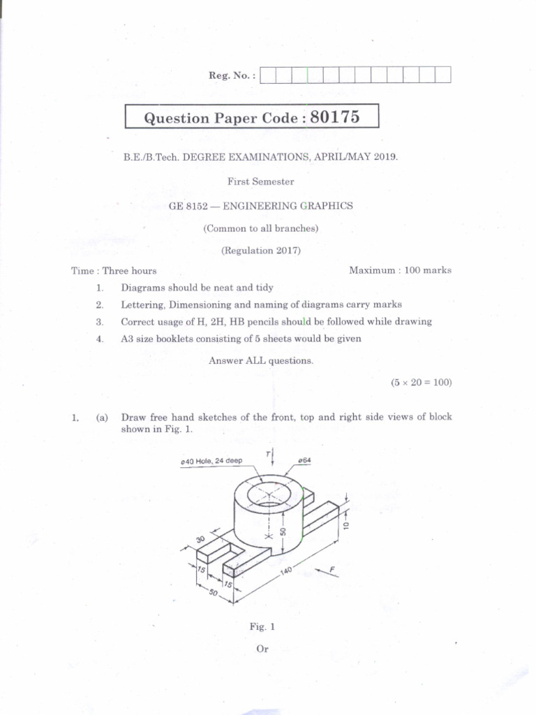 Engineering Graphics Exam Paper 2017 | PDF | Perpendicular | Angle