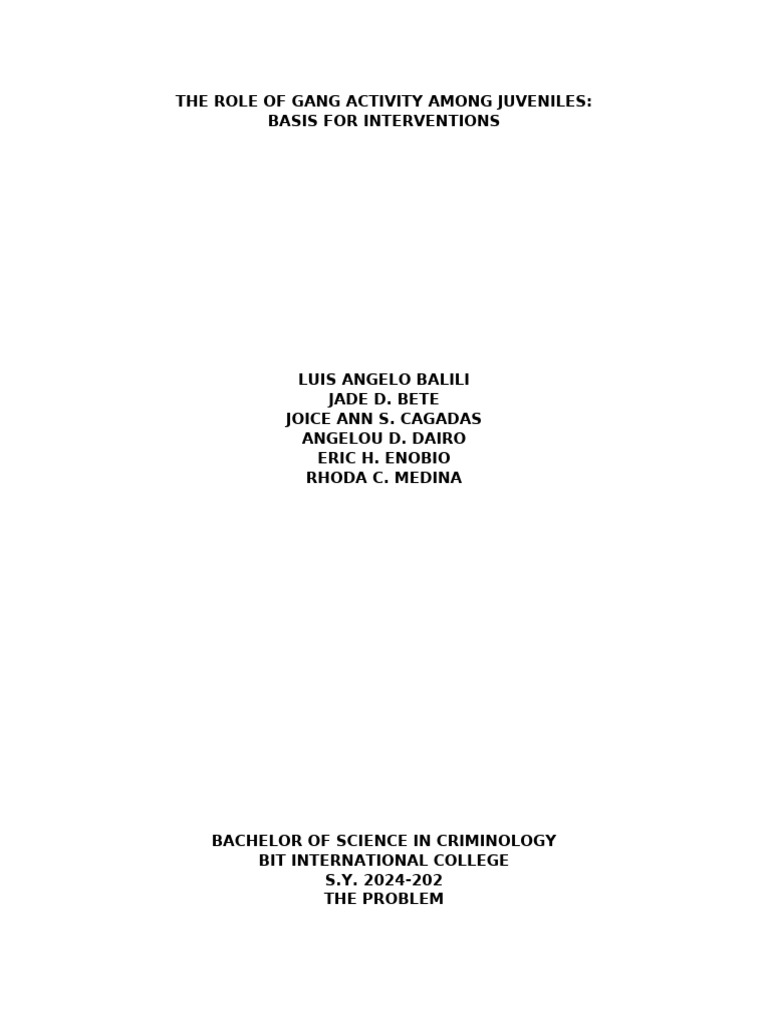 The Role of Gang Activity Among Juveniles | PDF