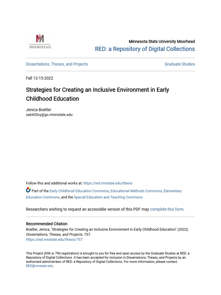 Inclusive Strategies in Early Education | PDF | Teachers | Special ...