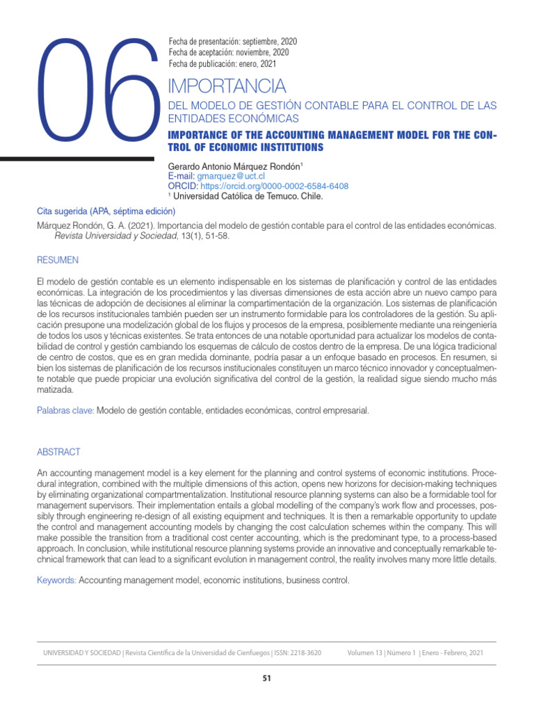 Modelo de Gestión Contable y Control Empresarial | PDF | Planificación ...