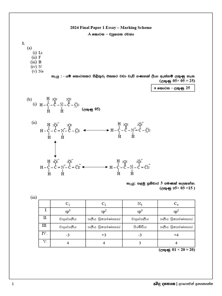 2024 Final Paper Marking Scheme | PDF