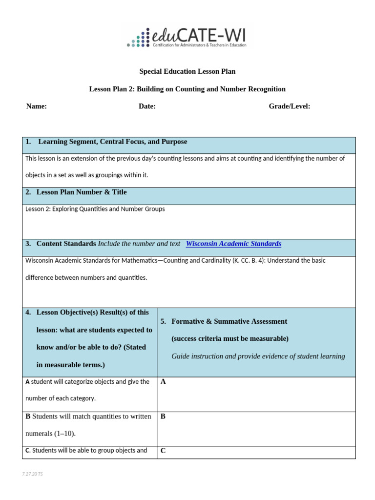 Special Ed Lesson: Counting & Grouping | PDF | Education Theory | Human ...