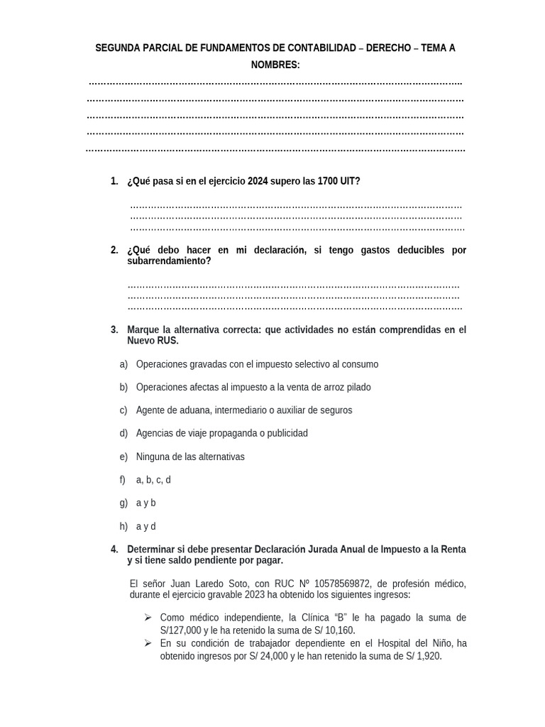 Segunda Parcial de Fundamentos de Contabilidad | PDF | Impuestos | Dinero