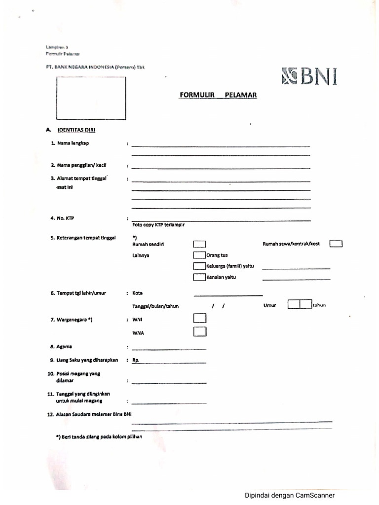 Formulir pelamar dan Interview | PDF