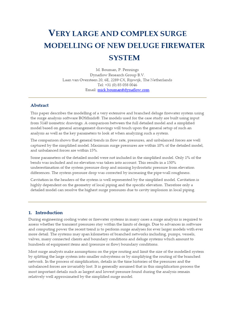 Surge Analysis of Deluge Firewater System | PDF | Pump | Mechanical ...