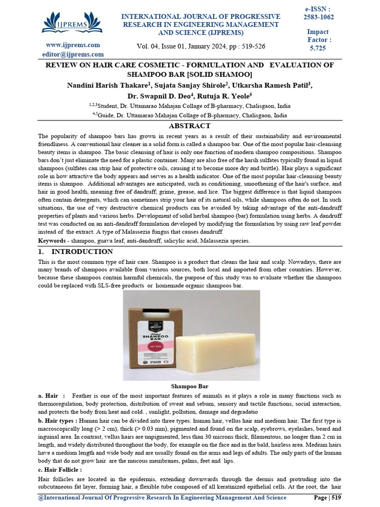 Hair Care: Solid Shampoo Bar Review | PDF | Shampoo | Surfactant