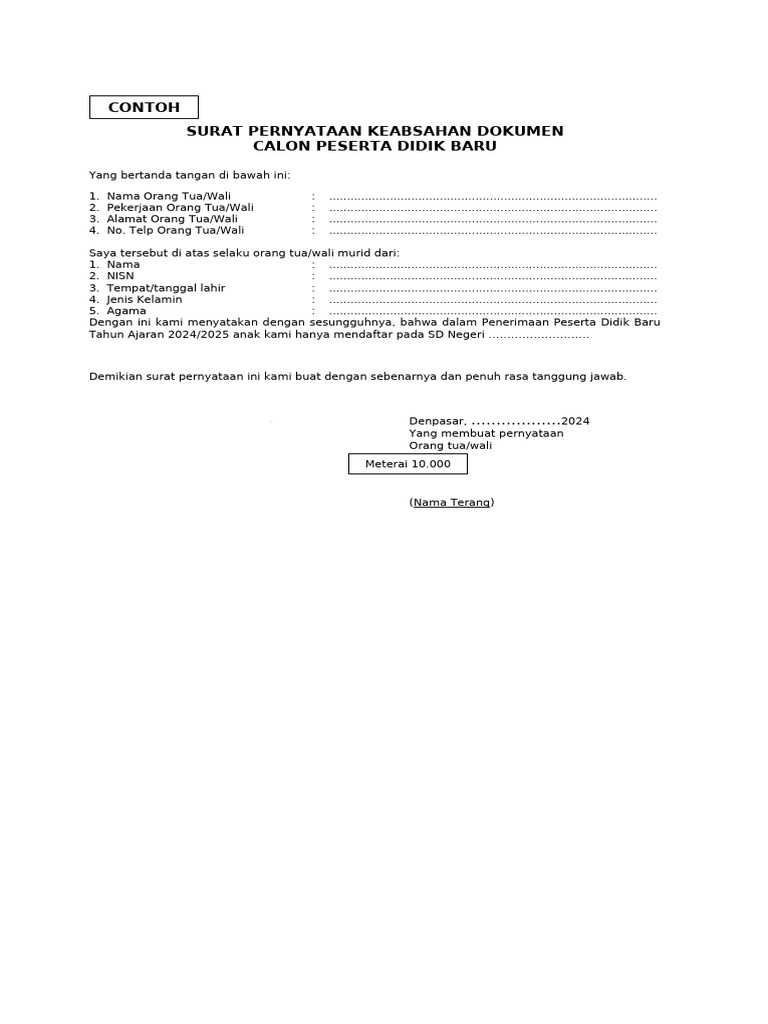 Download 241505100519 contoh surat pernyataan dan surat keterangan