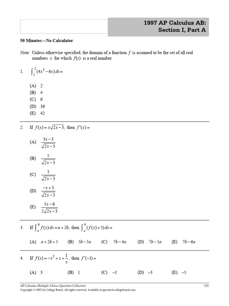 1997 1998+March+MC+Review+Packet | PDF | Function (Mathematics ...