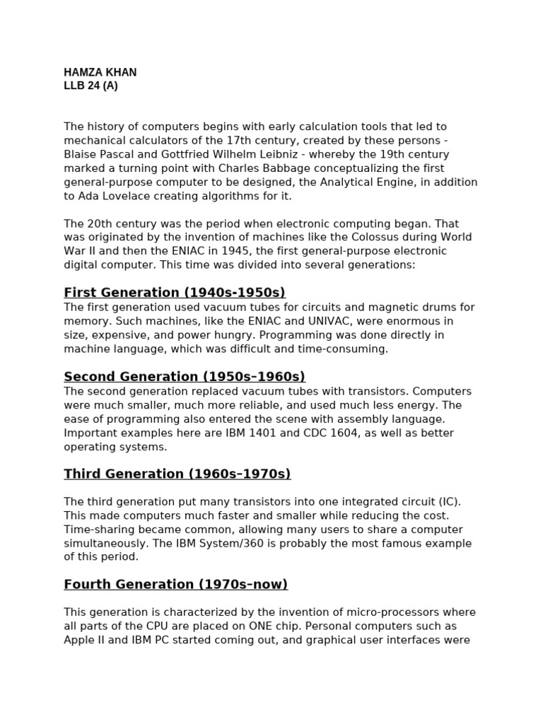 Evolution of Computer Generations | PDF | Computing | Computer Science