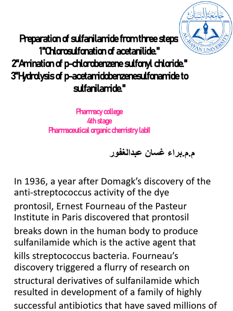Synthesis of Sulfanilamide in Three Steps | PDF