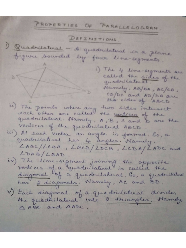 Class 9-Chapter 6properties of ParallelogramsPart-1 | PDF