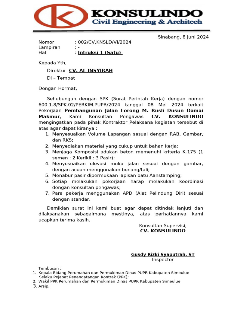 SURAT INTRUKSI 1 | PDF