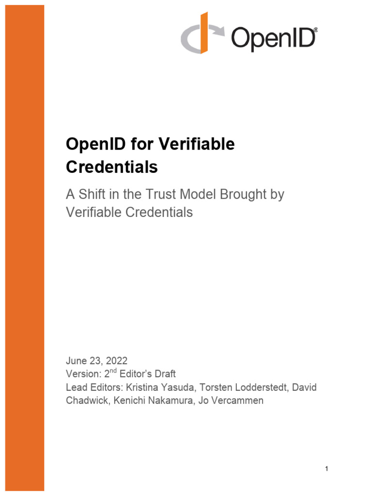 OpenID for Verifiable Credentials Overview | PDF | Identity Document ...