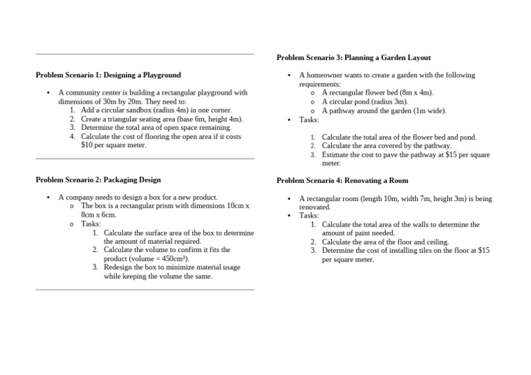 Problem Scenario 1 | PDF | Area