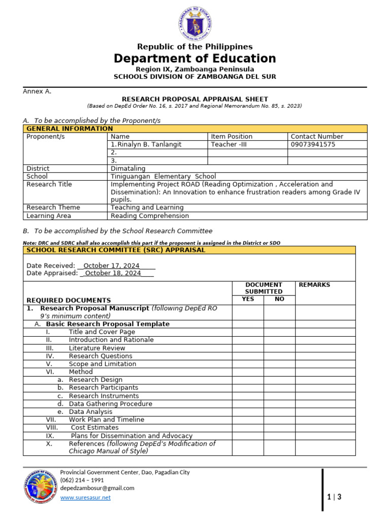 Research Proposal Appraisal Guide | PDF