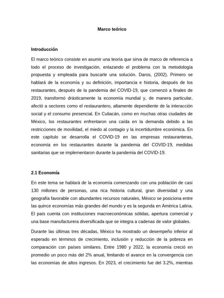 Marco Teorico Impacto Economico en La Pandemia Covid 19 | PDF ...
