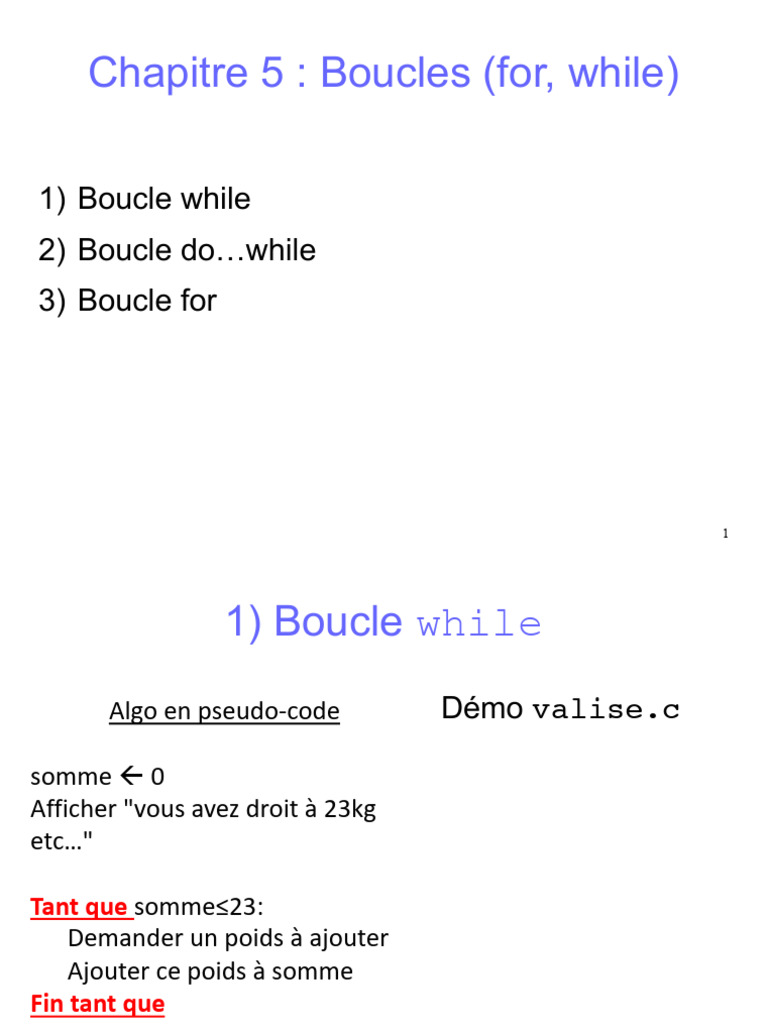Boucles en C : while, do...while, for | PDF | Structure de contrôle ...