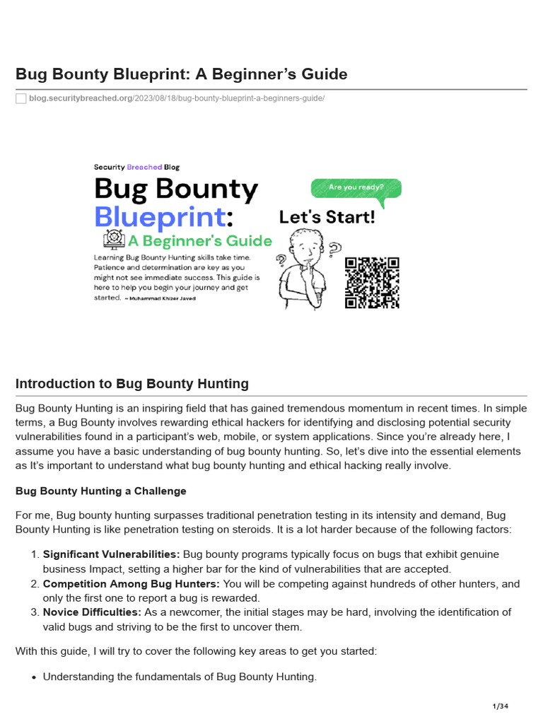 Bug Bounty Blueprint for Beginners | PDF | Computing | Cyberwarfare