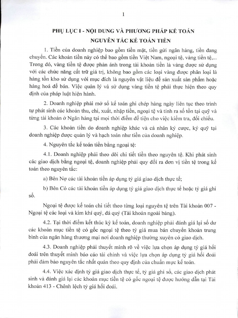 Phu Luc 1 1 Noi Dung Va Phuong Phap Ke Toan Phan 1 20240605162801 | PDF