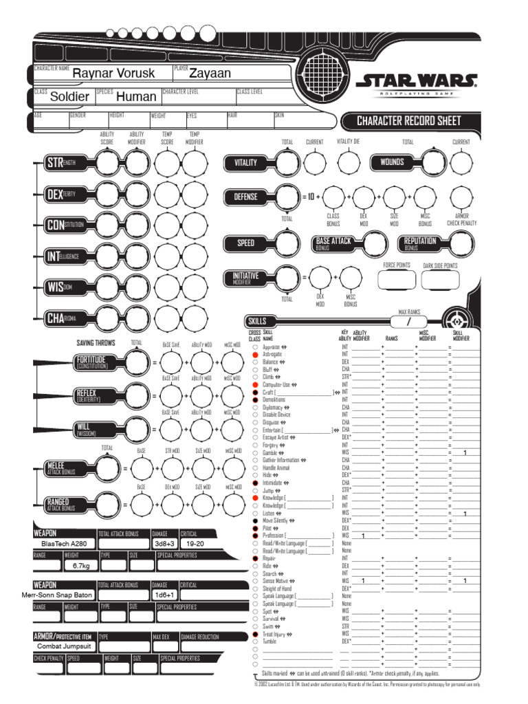 Character Record Sheet Template | PDF