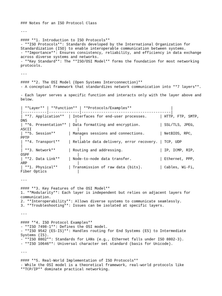 CXB-9741 ISO Protocols Notes | PDF | Osi Model | Internet Protocol Suite