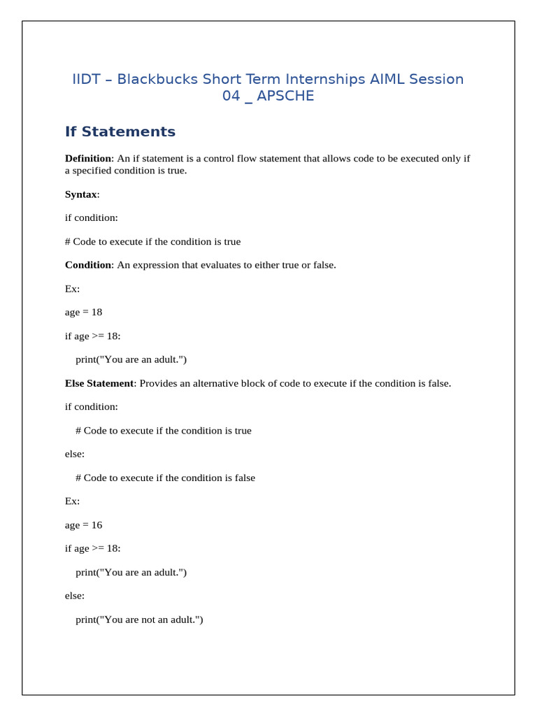 Session-4_Summary%5B1%5D-1718191034194 | PDF | Boolean Data Type ...