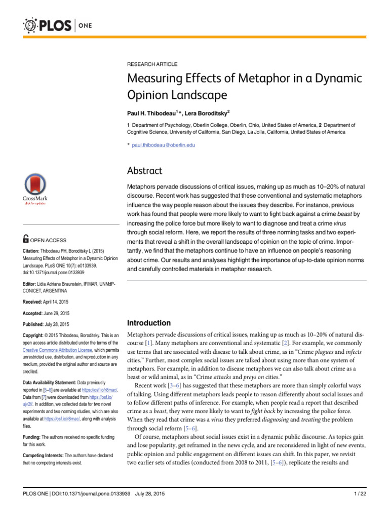 Measuring Effects of Metaphor in A Dynamic Opinion Landscape PDF