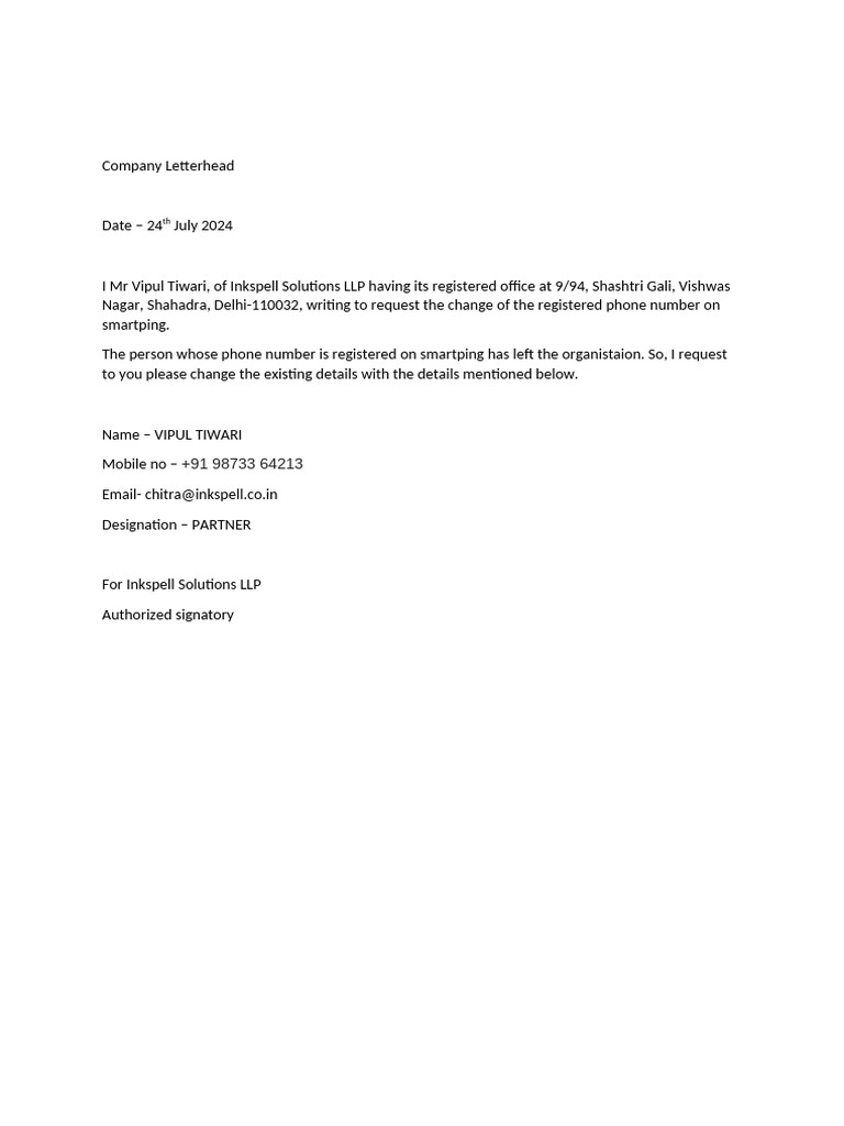 Request to Update Smartping Contact Info | PDF