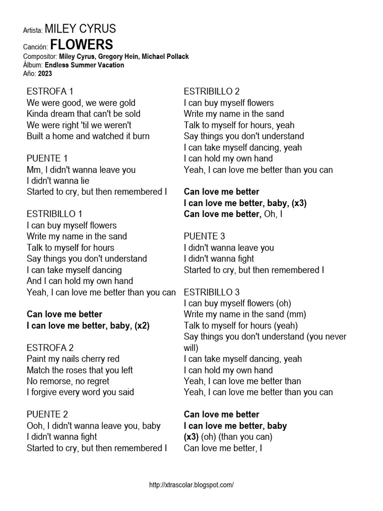Flowers (Miley Cyrus) - Letra | PDF | Pop Music