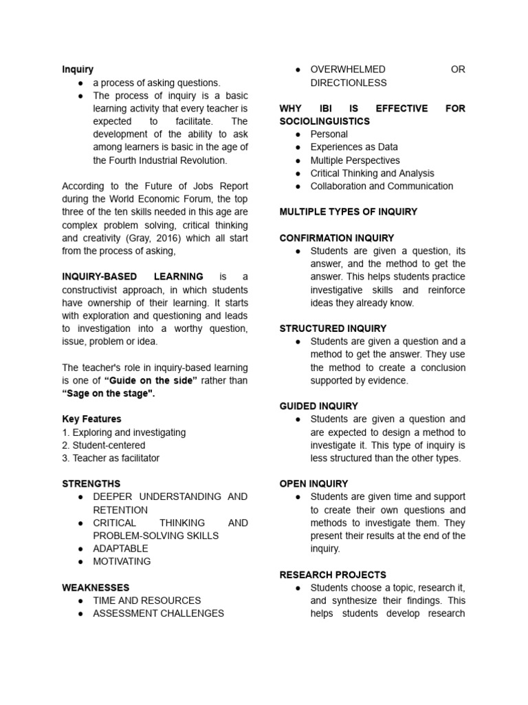 Inquiry-Based Learning Strategies | PDF | Learning | Project Based Learning