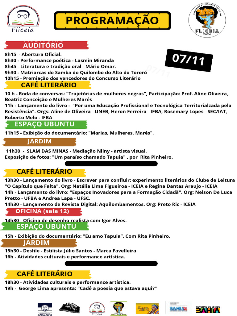 Programação Cultural e Literária 07/11 | PDF