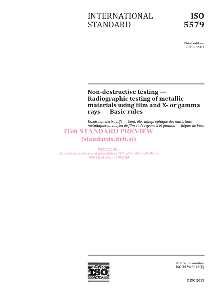 Iso 5579 2013 | PDF | Nondestructive Testing | Radiography