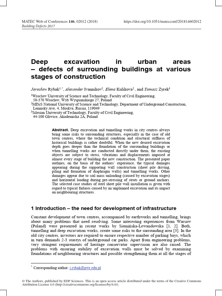 Urban Deep Excavation Risks and Defects | PDF | Deep Foundation | Civil ...