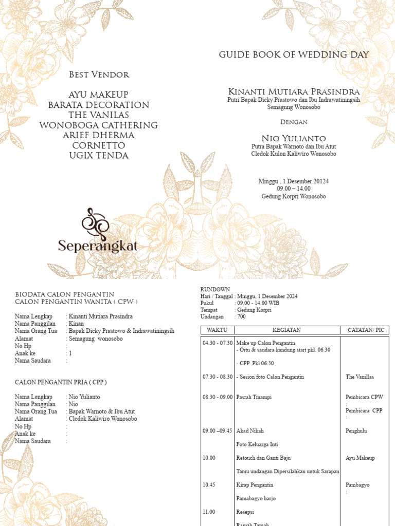 Panduan Hari Pernikahan Wonosobo | PDF