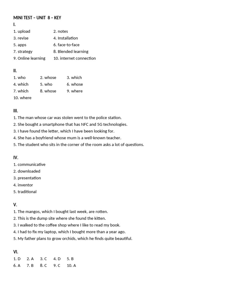 Key test u8 pdf