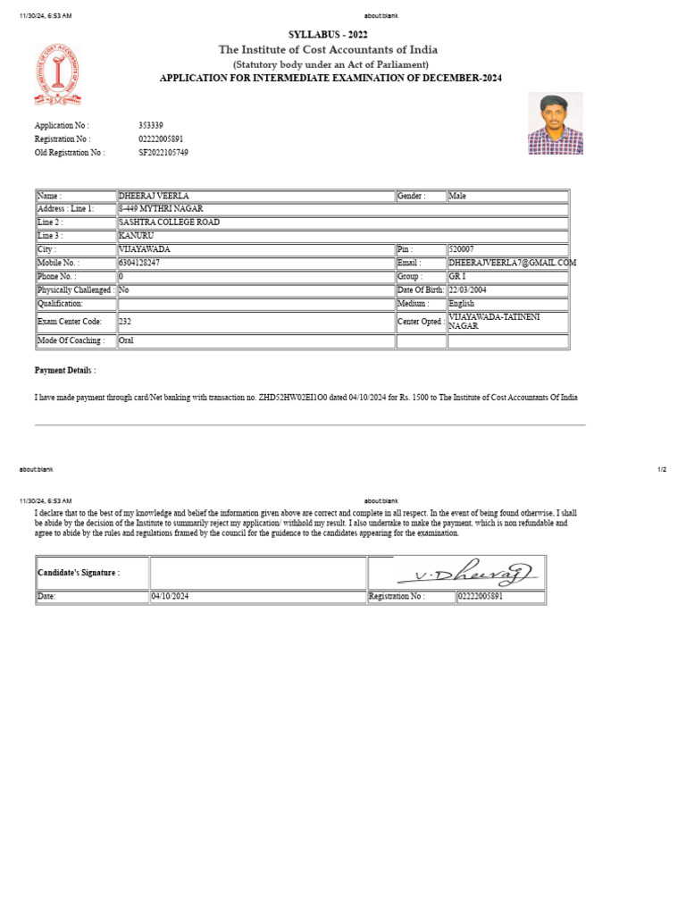 Intermediate Exam Application - Dec 2024 | PDF | Accountant