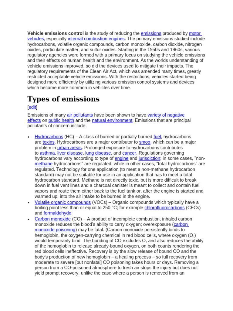 Vehicle Emissions Control Overview | PDF | Air Pollution | Exhaust Gas