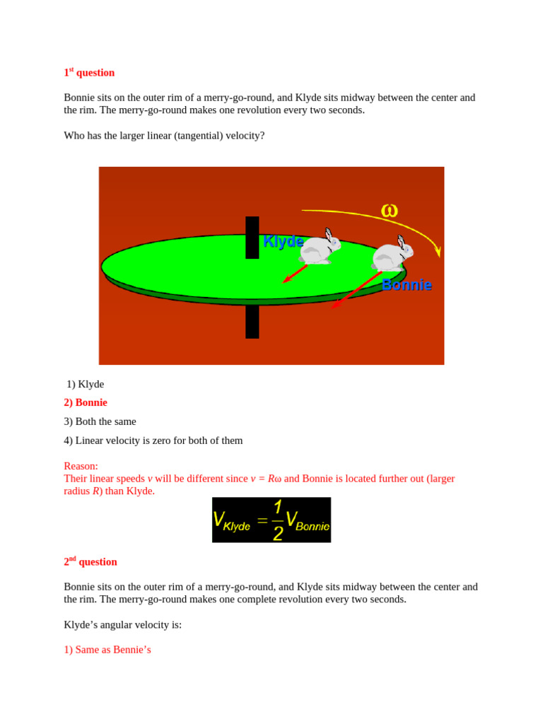 Linear and Angular Velocity on a Merry-Go-Round | PDF